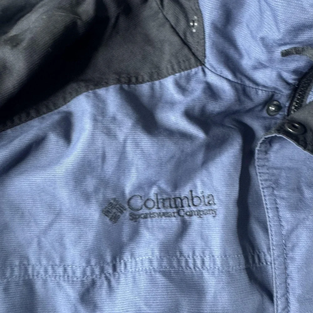 Columbia Jacket Mens L Blue Nylon Double Whammy Parka Lined Full Zip Pockets